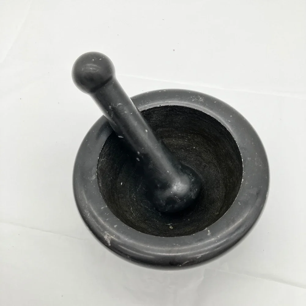 Mortar and Pestle 5in Black Stone Heavyweight Grinder
